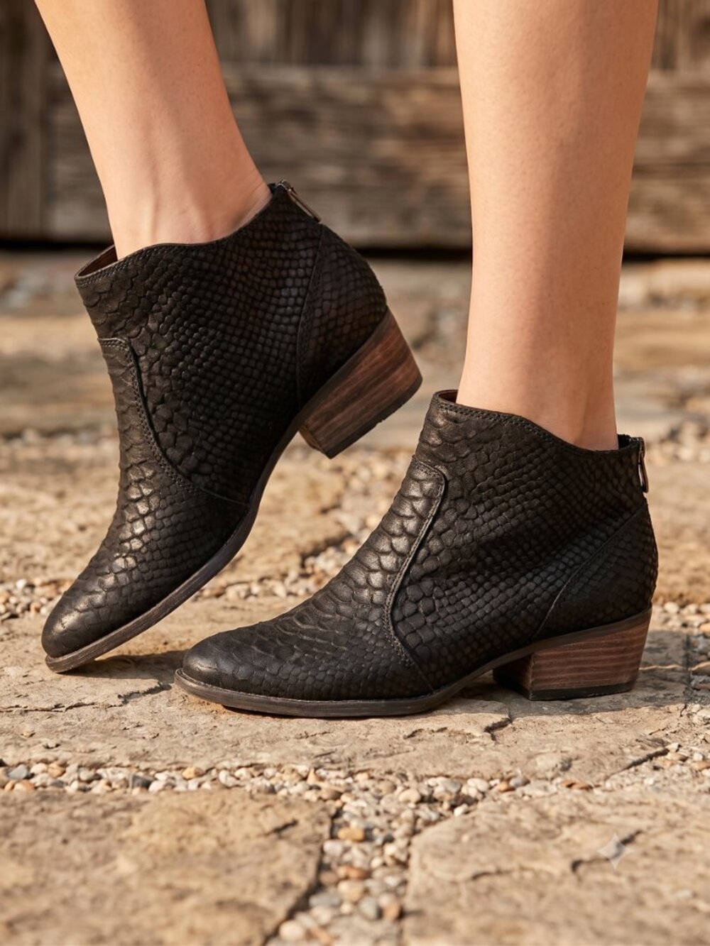 Seychelles Reunited black snakeprint boots
